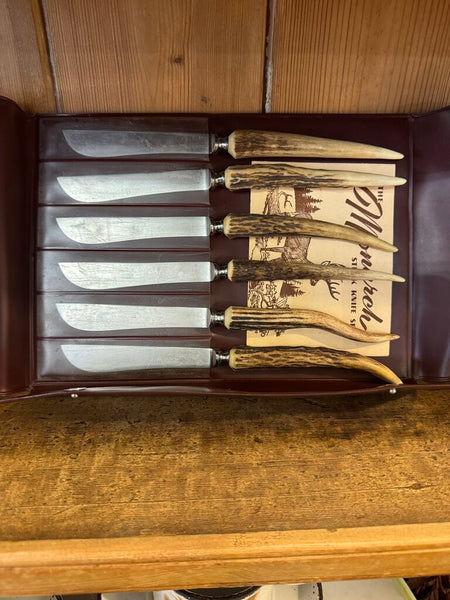 Vintage monarch steak knife set of 6 stag handle Germany knife set