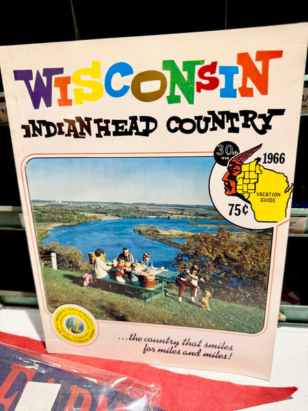 JFV ~ Vintage, Wisconsin Indian head country tourism book from 1966