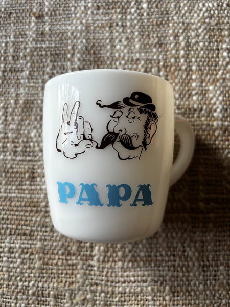 Vintage Hazel Atlas Milk Glass Papa Coffee Mug