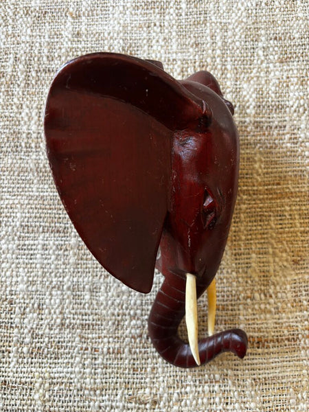 Vintage African Mahogany Wood Hand Carved Elephant Hook