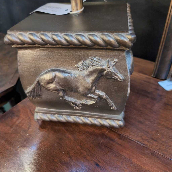 Unique Traditional style Bronze Horse Table Lamp with Shade. 30 in. IN STORE PICK UP
