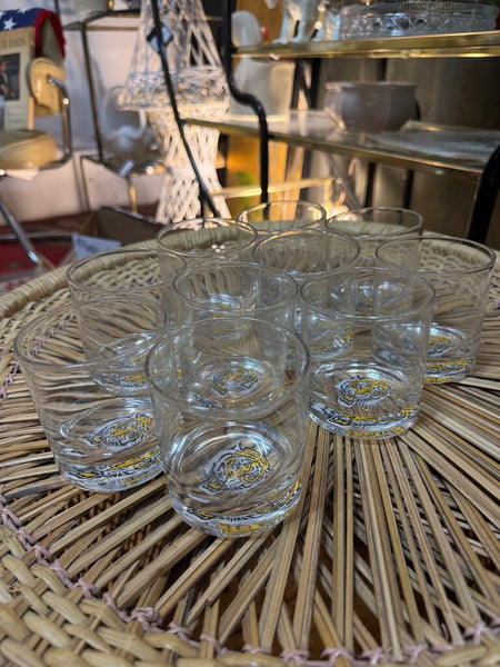 Set of Ten Painted Tiger Glasses W2288