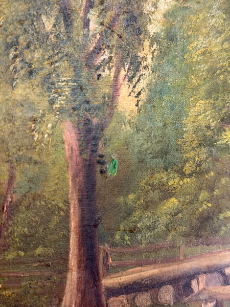 1582 Antique Pastoral Cow Scene Oil on Canvas (as-is)