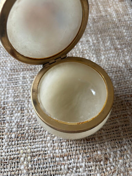 Vintage Italian Alabaster Trinket Box w/Flowers