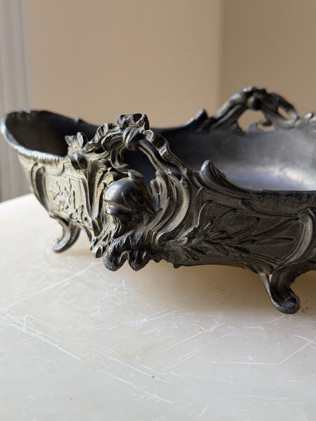 2203 Antique French Heavy Spelter Ornate Jardiniere