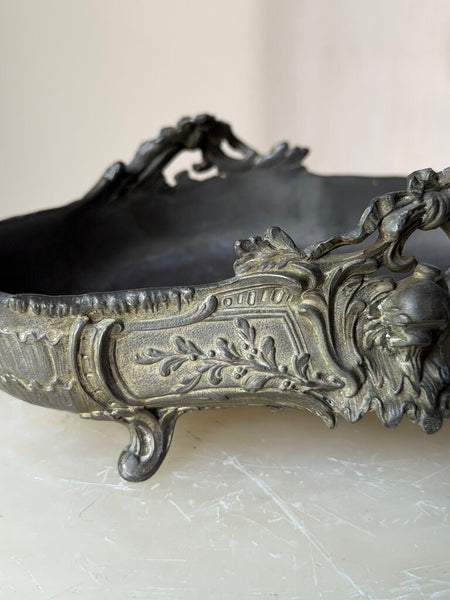 2203 Antique French Heavy Spelter Ornate Jardiniere