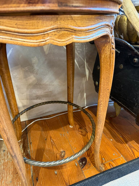 1611 Pair of Vintage Swivel Wood and Leather Bar Chairs