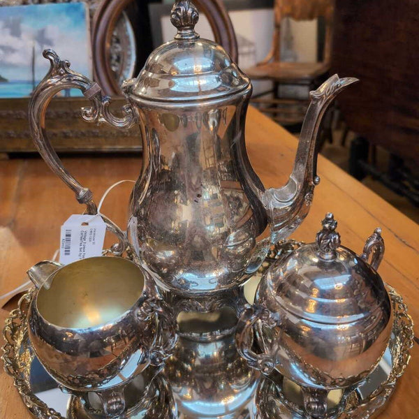 Vintage 3 piece Footed Silverplate Coffee/Tea Set by FB Rogers.