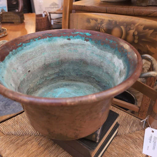 Antique Copper Pot with Brass Handles and Great Patina