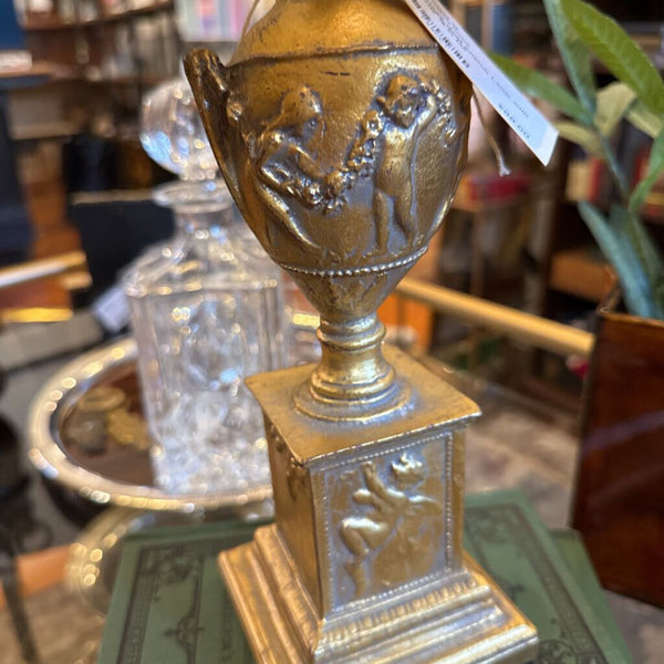 Vintage Gold Cherub Lamp with shade 18 in tall