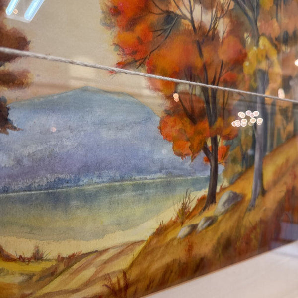 Original watercolor painting autumn theme signed Spann 29.5” x 25.5” ( in store pick up only)