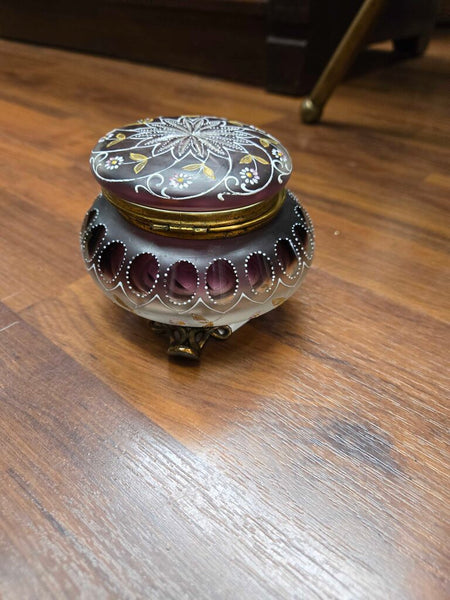 Moser enameled trinket lidded jar