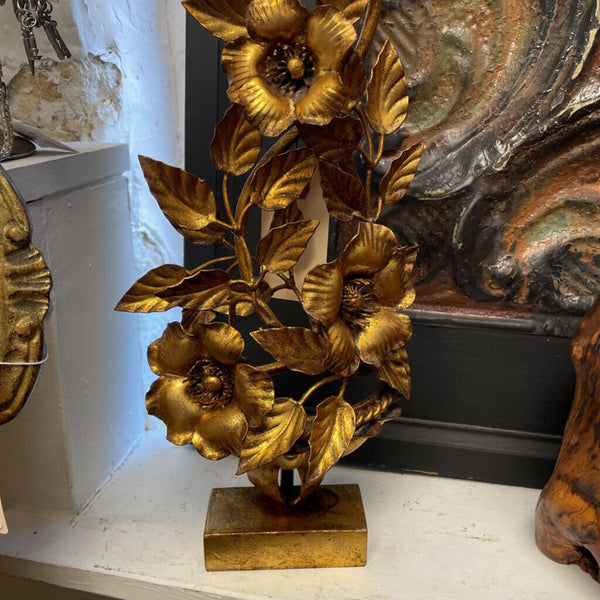 Moxie - Italian Gold Floral Tole Sculpture - 21"