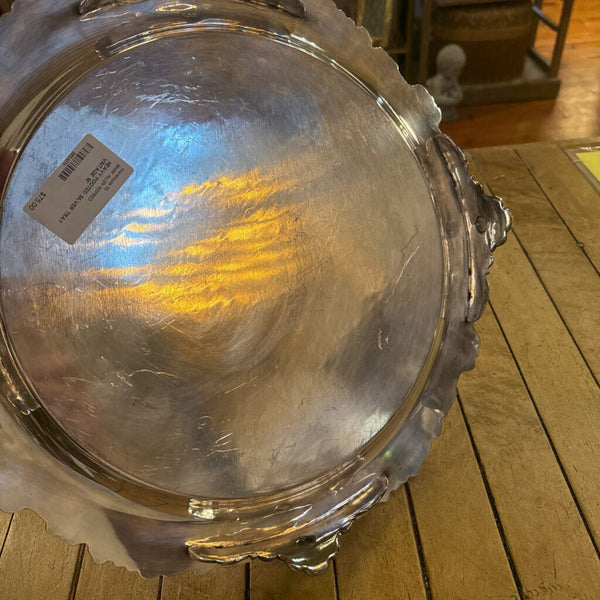 HEAVY FOOTED SILVER TRAY VINTAGE 16'
