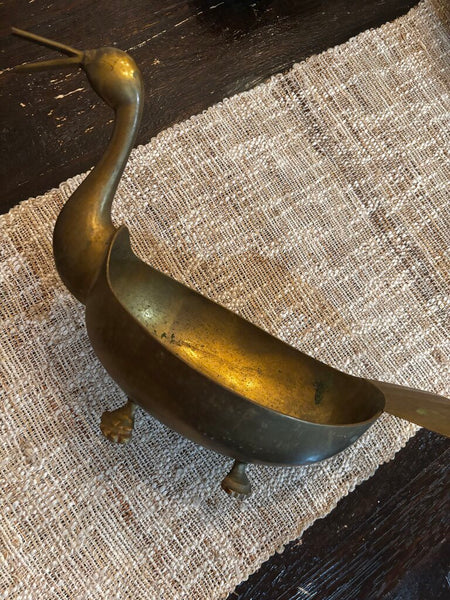 Vintage Large Brass Duck Bowl 16W