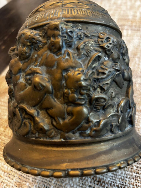 Vintage Solid Brass Wall-Mounted Ornate Scroll Bracket Bell