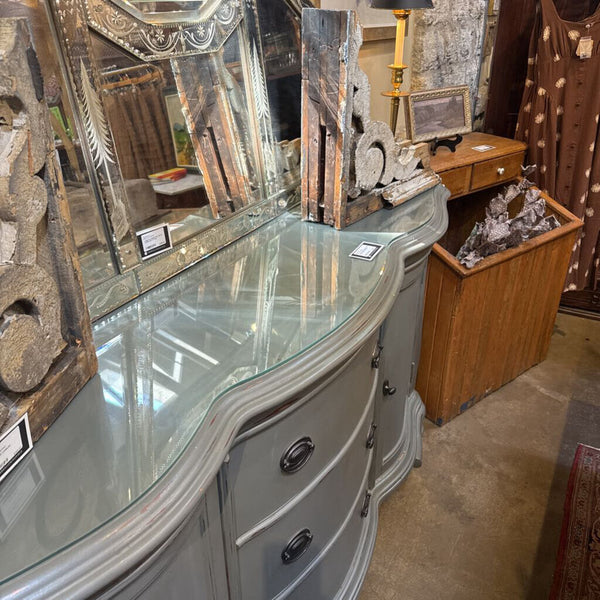 Gray Curved Buffet Glass Top 16D 37.5T 68L In Store Pick Up