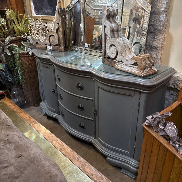 Gray Curved Buffet Glass Top 16D 37.5T 68L In Store Pick Up