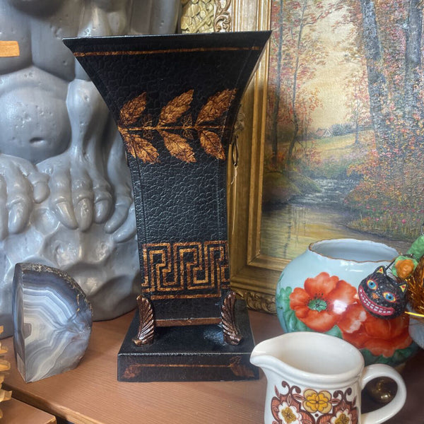 Moxie - Castilian Imports Black & Gold Tole Vase - 13"