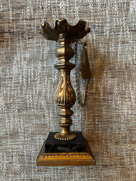 Vintage Dilly Mfg. Candle Holder & Snuffer Hollywood Regency Metal Marble Base