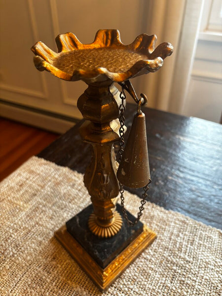 Vintage Dilly Mfg. Candle Holder & Snuffer Hollywood Regency Metal Marble Base