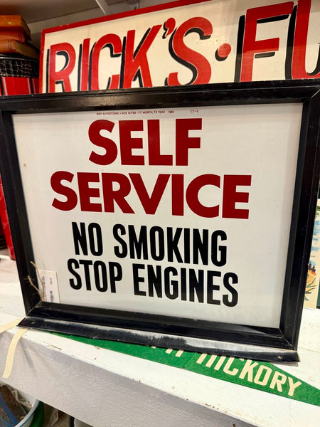 JFV ~ Vintage Double Sided Gas Station Sign with metal sign holder .