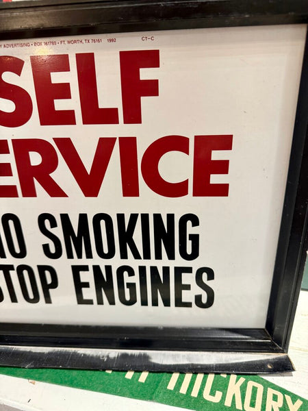 JFV ~ Vintage Double Sided Gas Station Sign with metal sign holder .
