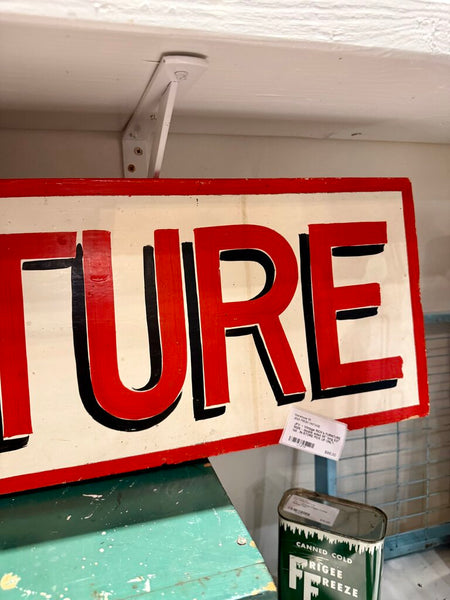 JFV ~ Vintage RICK's FURNITURE SIGN - double sided 55" long 9.5" tall . IN-STORE PICK UP ONLY.