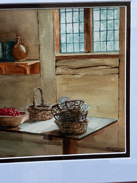 Jamestown Morning Water Color Original Art Work By: S. Sander 16x13 Framed