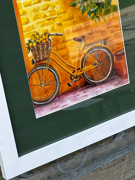 Beautiful Water Color Original Art In The Shadows Of The Lemon Tree By: S. Sander 13x16 Framed