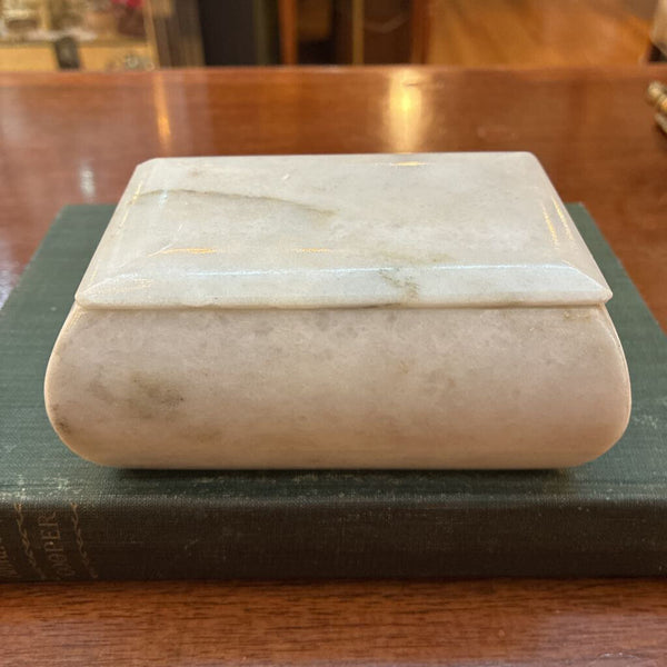 Vintage Alabaster Lidded Trinket Box 5" x 2.5" x 3"