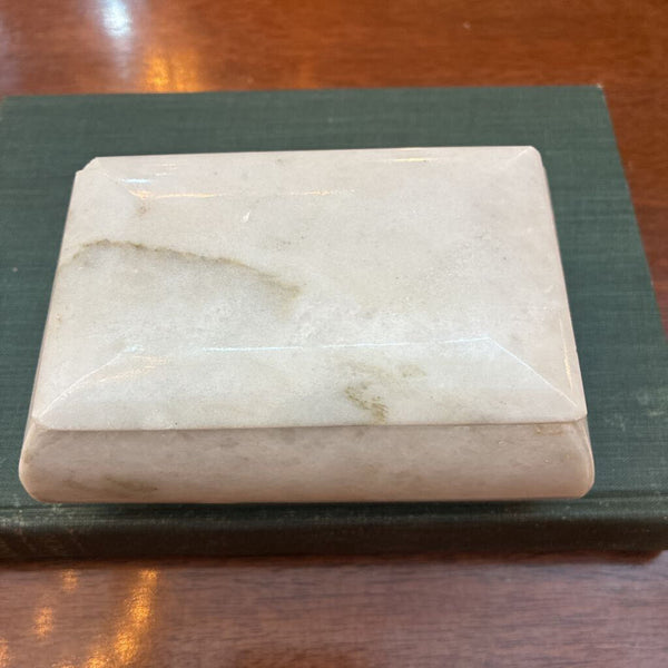 Vintage Alabaster Lidded Trinket Box 5" x 2.5" x 3"
