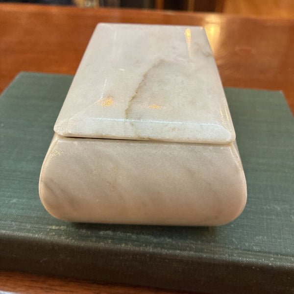 Vintage Alabaster Lidded Trinket Box 5" x 2.5" x 3"