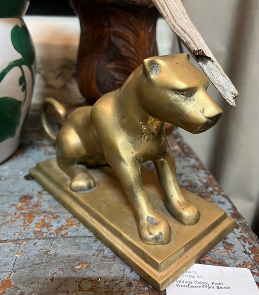 Vintage Brass Lioness~ 3.75" w x 9.5" l x 5.5" t