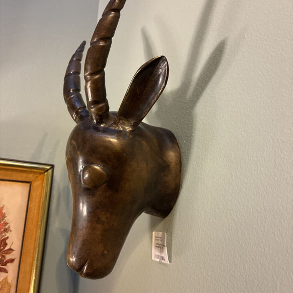 Vintage Bronze Rams Head Wall Hanging 7" x 12"