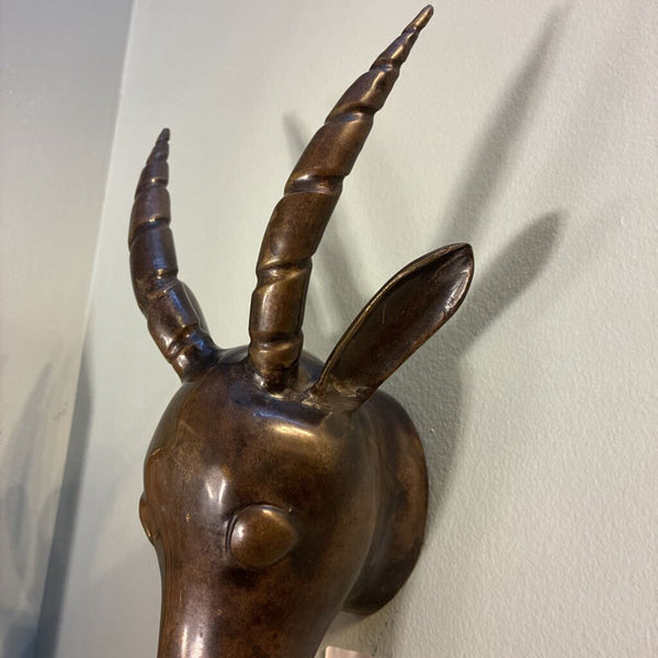Vintage Bronze Rams Head Wall Hanging 7" x 12"