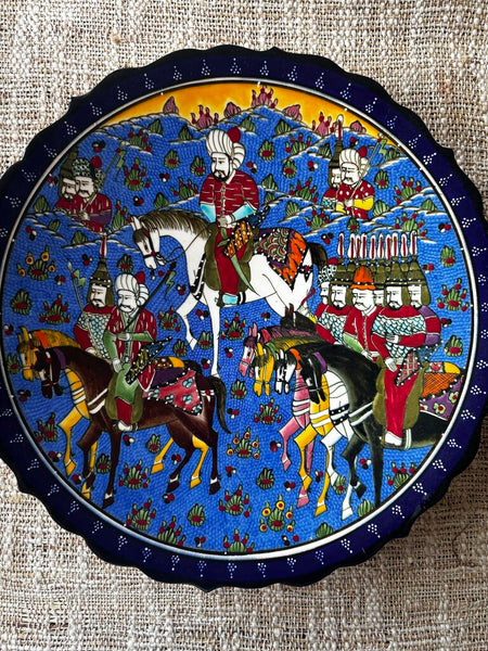 Vtg Kutahya Turkey Hand Painted Pottery Plate