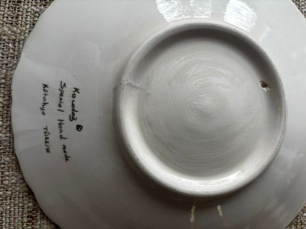 Vtg Kutahya Turkey Hand Painted Pottery Plate