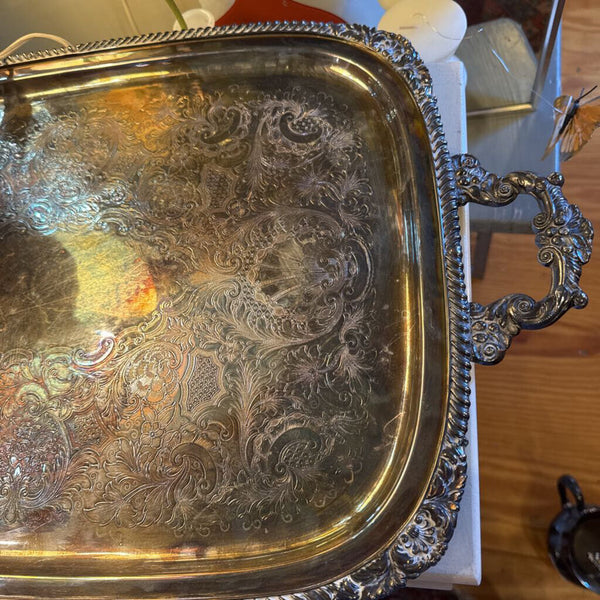 Silverplate tray with handles