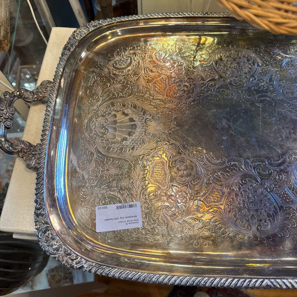 Silverplate tray with handles