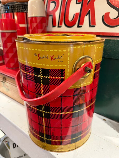 JFV , Vintage Skotch Plaid 2 gallon cooler .