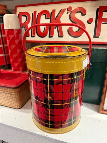 JFV , Vintage Skotch Plaid 2 gallon cooler .