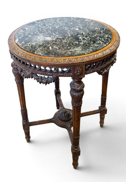 LOUIS XVI BLACK MARBLE TABLE 29"T 23" R IN STORE PICK UP ONLY