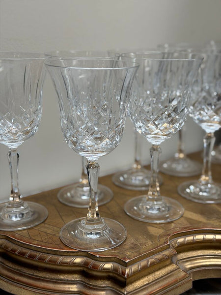 1708 Set of 9 Crystal Wine Glasses