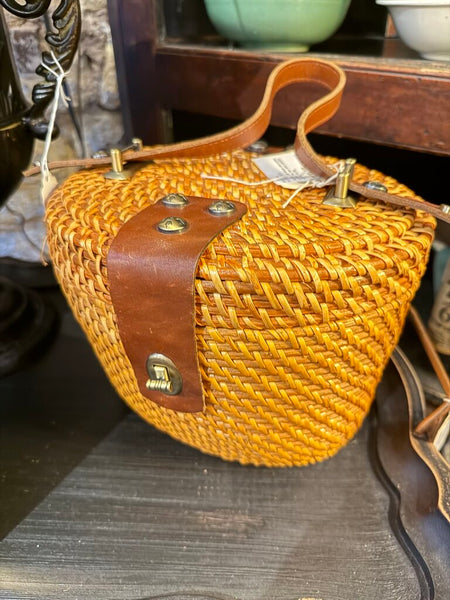 Patricia Nash Wicker and Leather handbag like new used condition with original tag