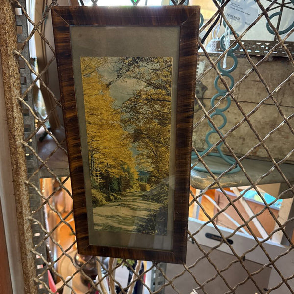 Vintage fall print in old frame 15.5" x 7.5"