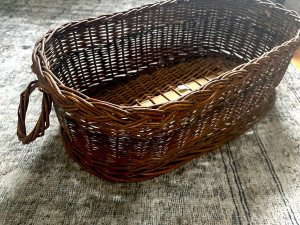 Large Vintage Wicker Basket w/ Handles 24x12