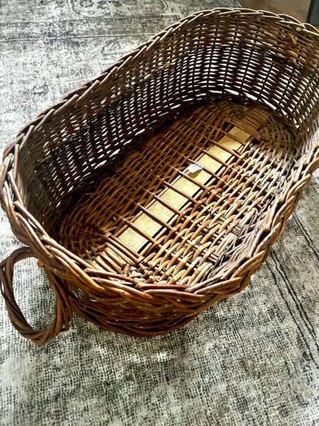 Large Vintage Wicker Basket w/ Handles 24x12