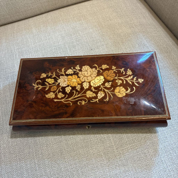 Vintage Italian Inlaid Jewelry Box 10.5" x 7"d x 3"h