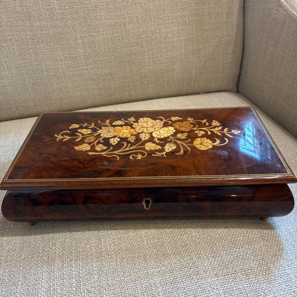 Vintage Italian Inlaid Jewelry Box 10.5" x 7"d x 3"h